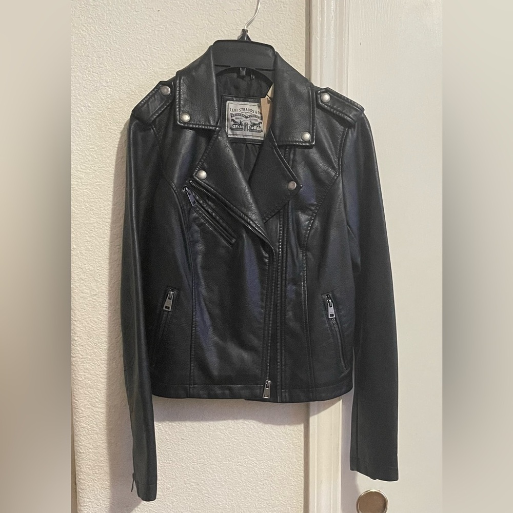 Levi’s Black Faux Leather Moto Jacket Xs